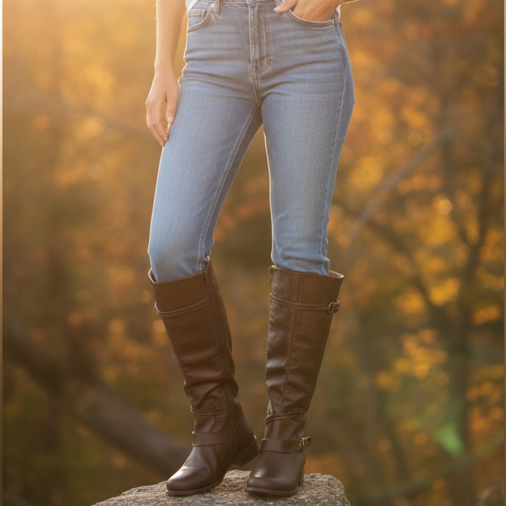 NEW Women's Brown Heeled Boots by Journee Collection Size 7